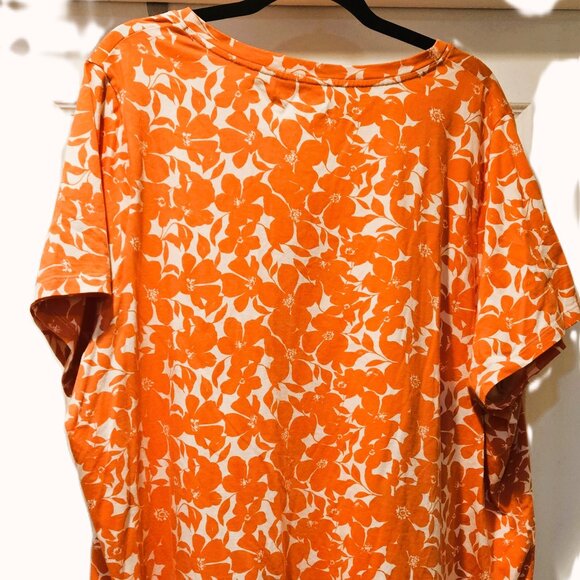 SUMMER SALE! Land's End 3X orange/white tropical short sleeve V-neck shirt - Picture 2 of 2